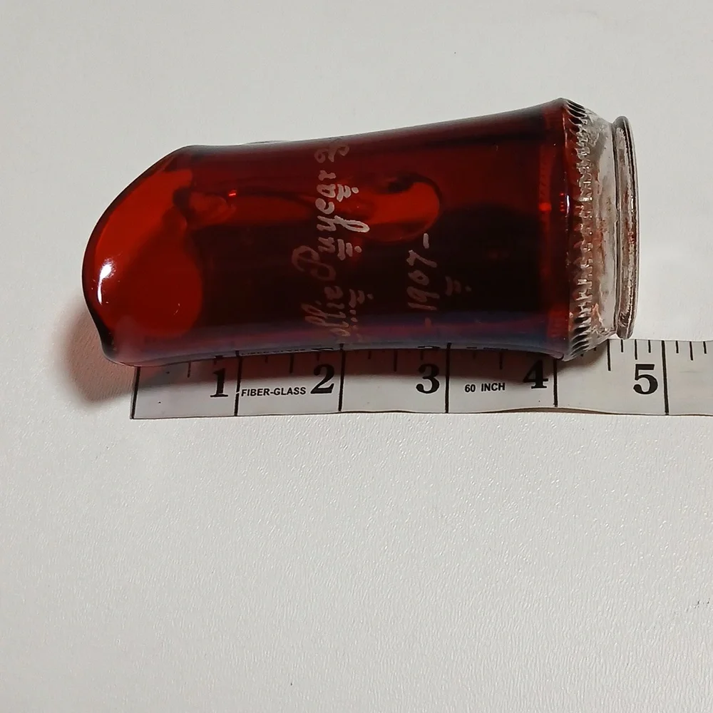 Ruby Red Stain Flash Glass Creamer to Clear Glass Handle Vintage 1907 - Picture 11 of 11